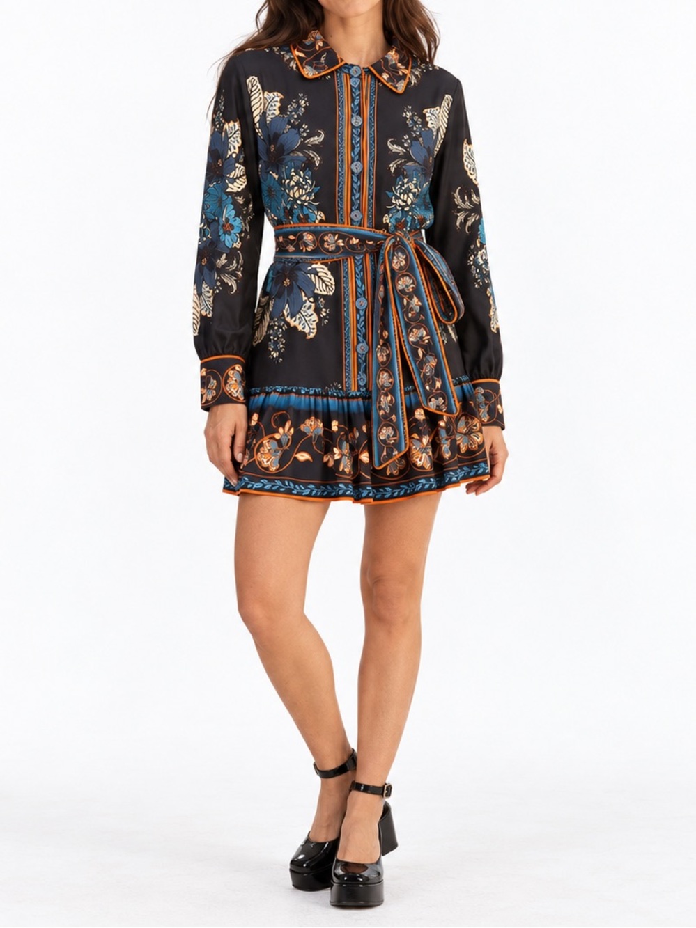 Farm Rio: Black Blossom Tapestry Mini Dress